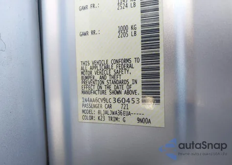 2020 Nissan Maxima Sv Xtronic Cvt z USA, uszkodzony, nr VIN 1N4AA6CV9LC360453